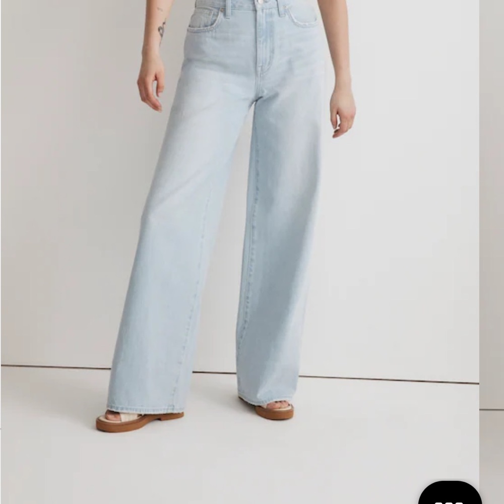 Madewell medium blue super wide leg Jeans